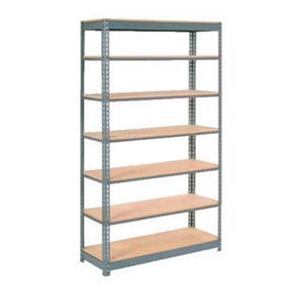 Heavy Duty Shelving 48W x 24D x 84H With 7 Shelves, Wood Deck, Gray